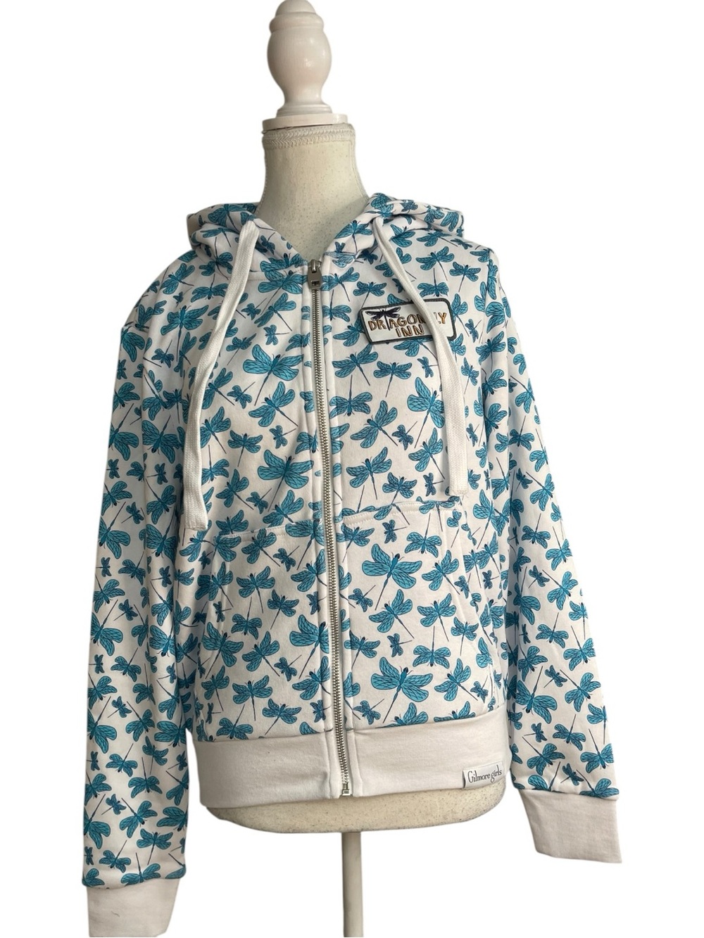 Gilmore Girls Dragonfly Inn Zip-Up Fleece Lined Hoodie Sweatshirt Cream White